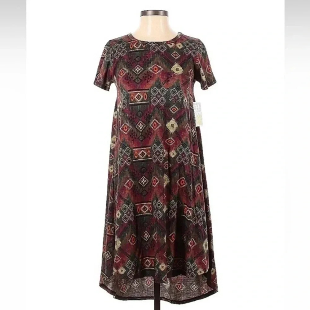 LuLaRoe Carly High Low Swing Dress Aztec Boho Southwestern Size XXS NWT